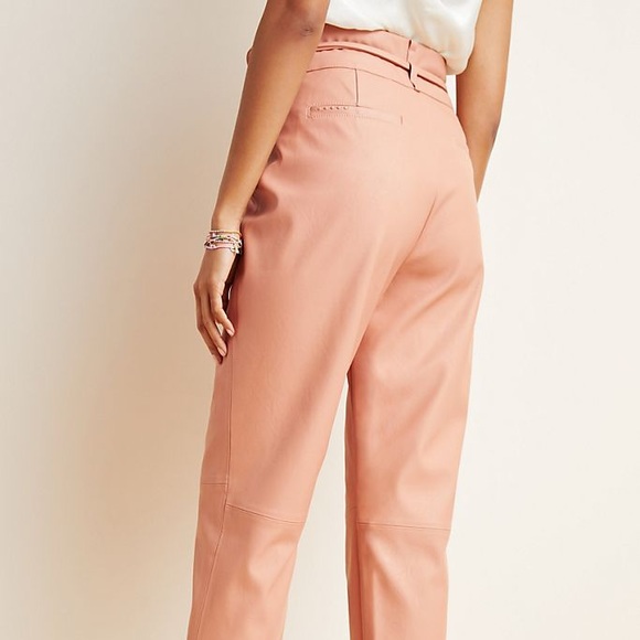Anthropologie faux leather pink pleated pants NWT size 29 - Picture 2 of 2